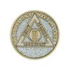 3 Year Sobriety Coin | Glitter Triplate AA Chip Recovery Anniversary Token (Silver) view 2