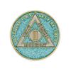 3 Year Sobriety Coin | Glitter Triplate AA Chip Recovery Anniversary Token (Blue) view 2