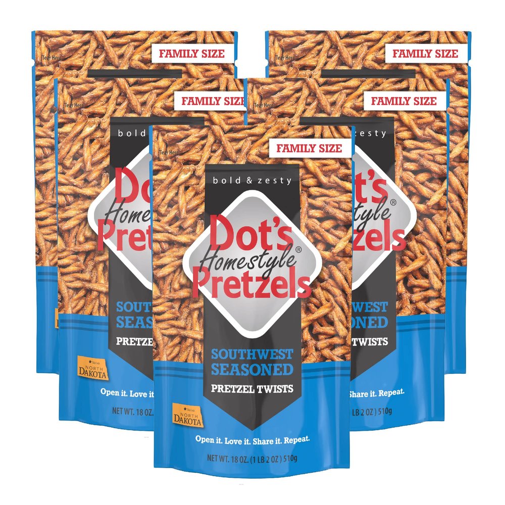 Dot's Homestyle Pretzels 18 Ounce Family Size Southwest Seasoned Pretzel Twists (5 Pack)