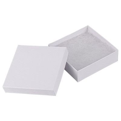 Cardboard Jewelry Boxes 10 Pack - 3.5"x3.5"x1" Bulk Cotton Filled Small Gift Boxes with Lids for Jewelry Packaging (White)