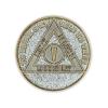 5 Year Sobriety Coin | Glitter Triplate AA Chip Recovery Anniversary Token (Silver) view 2
