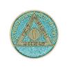 5 Year Sobriety Coin | Glitter Triplate AA Chip Recovery Anniversary Token (Blue) view 2