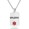 UNICGIFT Medical Alert ID Necklace, Laser Engraved EPILEPSY, Stainless Steel Tag Pendant with 23.6 inch Chain for Men Women Emergency First Aid view 1
