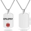 UNICGIFT Medical Alert ID Necklace, Laser Engraved EPILEPSY, Stainless Steel Tag Pendant with 23.6 inch Chain for Men Women Emergency First Aid view 2