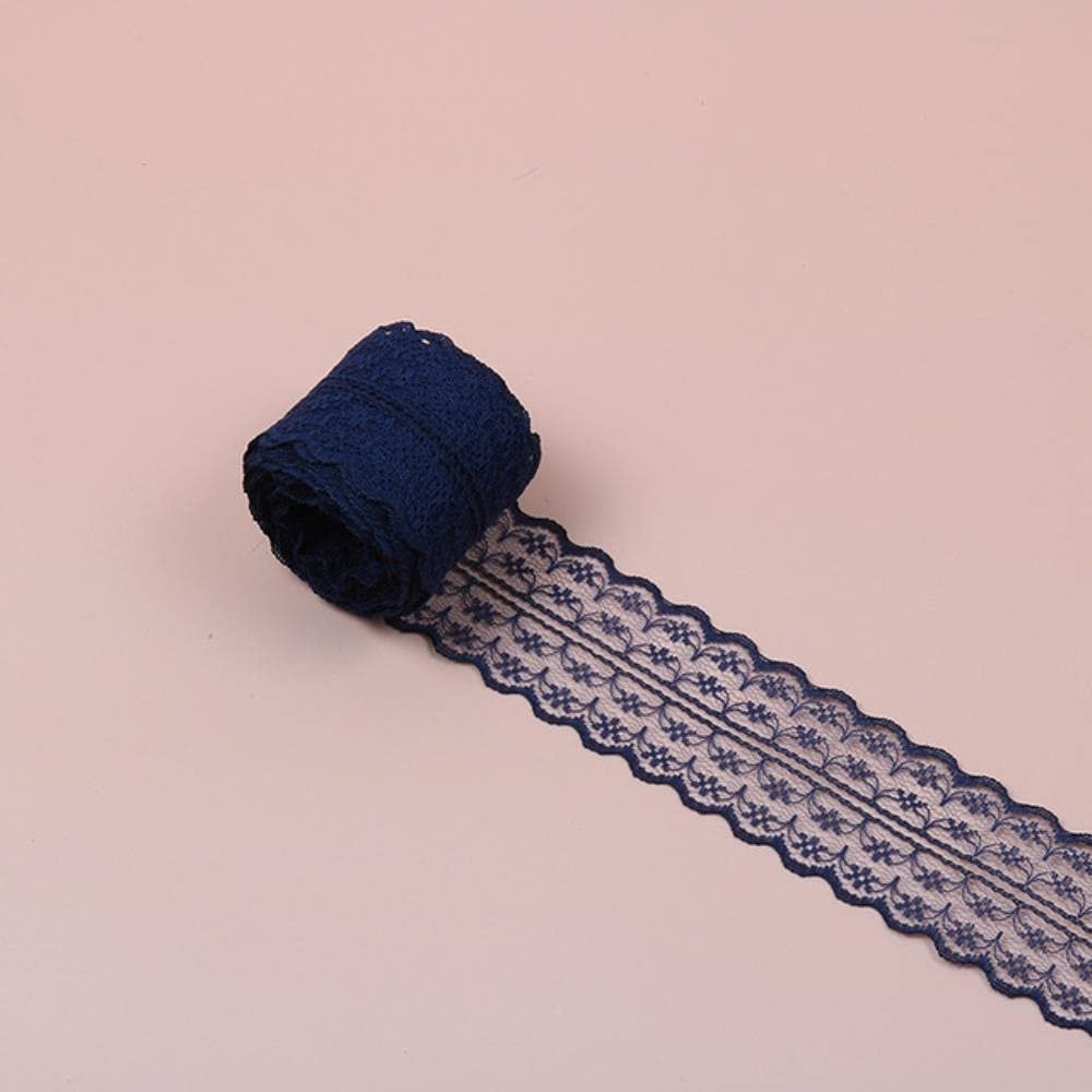 10Meters/Roll 4.5cm Colorful Non Stretchy Lace Trimming for Wedding Box Wrapping Lace Ribbons,Navy Blue