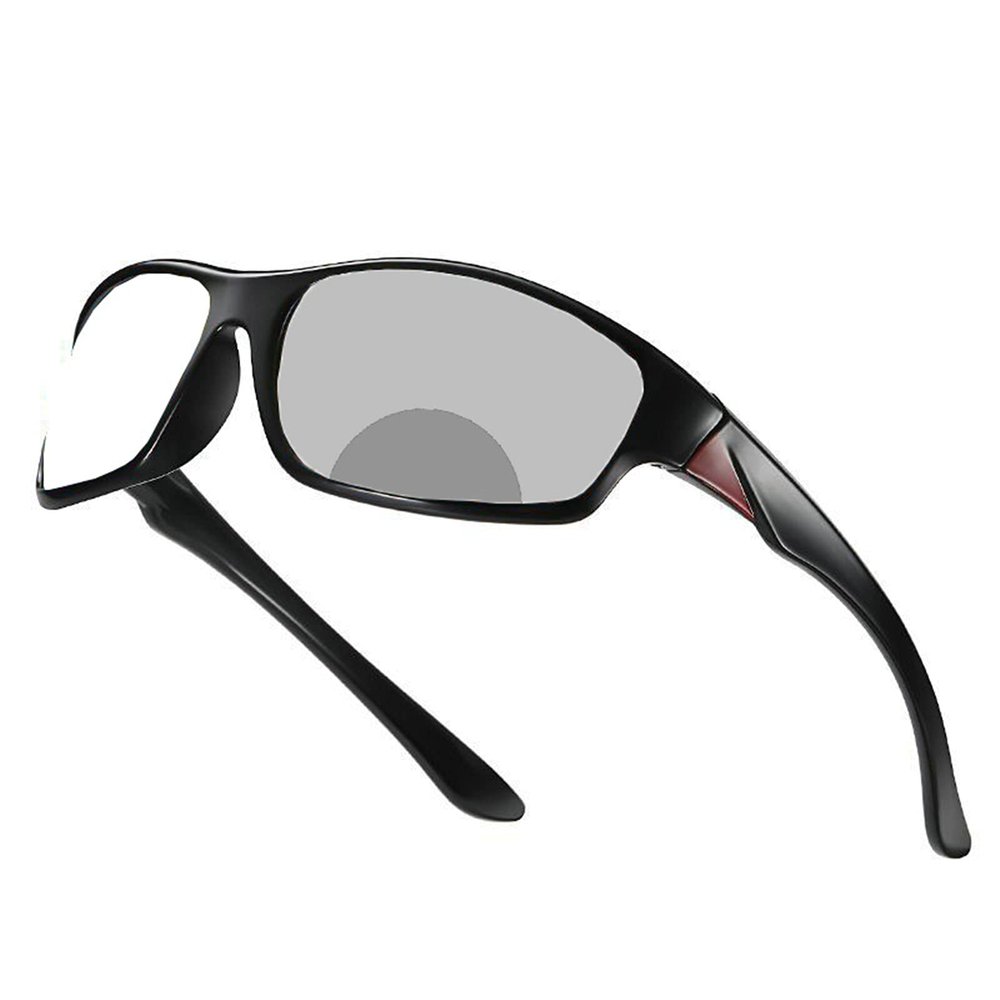 2021 Transition Photochromic Bifocal Reading Glasses for Men Women, Sun protection Outdoor Sports Presbyopia Sunglasses reader (black red, 100 magnification)