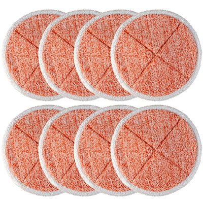 BlueStars 8 Pack Spinwave Replacement Mop Pads Compatible with Bissell Spinwave 2124 2039A 2039 2307 23157 20391 20399 Hard Floor Mop Cleaners - 8 Heavy Scrub Pads (Orange) - Washable & Reusable