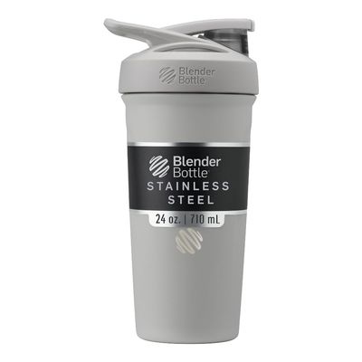 BlenderBottle Sport Insulated Stainless Steel Shaker Bottle with Wire Whisk, 24-Ounce, Grey Protein Shakes & Hydration for Athletes & Fitness Enthusiasts, Easy Mixing, Keeps Drinks Cold, Lockable Lid