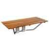36" ADA Compliant Foldable Teak Wood Shower Seat Bench, 400lb Capacity, Clear Coated for Extra Protection, Folding Wall Mount Modern Chrome, Medical Fold Up Bathroom Stool Chair view 1