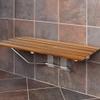 36" ADA Compliant Foldable Teak Wood Shower Seat Bench, 400lb Capacity, Clear Coated for Extra Protection, Folding Wall Mount Modern Chrome, Medical Fold Up Bathroom Stool Chair view 2