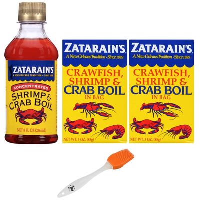 Zatarain's Concentrated Shrimp & Crab Boil and Crab Boil in a Bag (Pack of 3) - with Make Your Day Basting Brush