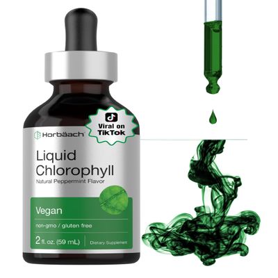 Horbach Liquid Chlorophyll Drops | 2 oz | Vegan, Non-GMO, and Gluten Free Formula | Natural Peppermint Flavor