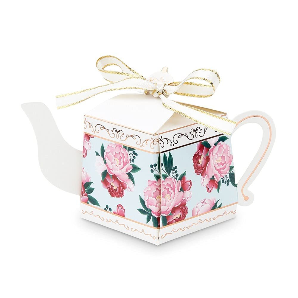 Uniquely Shaped Paper Wedding Favor Boxes - Teapot - Set of 10