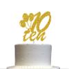 10th Birthday Cake Topper Gold Glitter, Number Ten Children Birthday Party Decoration Ideas, Premium Quality, Sturdy Doubled Sided Glitter, Acrylic Stick. Made in USA view 1