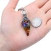 SUNNYCLUE 7 Chakra Pendulum Crystal Gemstone Dowsing Pendulum Necklace with Lobster Claw Clasps & Velvet Cloth Bags for Reiki Balancing Spiritual Point Pendulums Necklace view 3