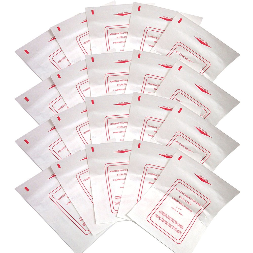 20 Pc Adhesive Bandages Extra Large Pad Wound Dressing 3" X 4" Medical First Aid Wound Adhesive Bandage Wont Stick to Wound While It Heals Comfortable Strong First Aid Medical