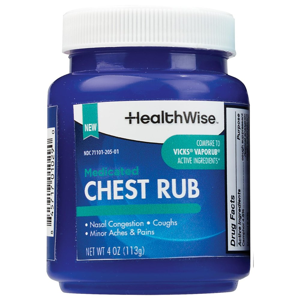 HealthWise Medicated Chest Rub | Cough suppressant | Relieves Nasal Congestion | Relieves Minor Aches and Pains | 4 oz.