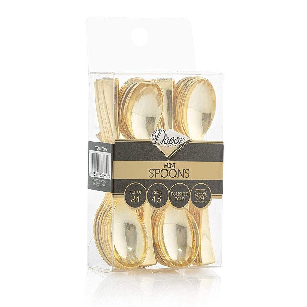 120 Piece Gold Disposable Mini Plastic Spoons 4.5" - Great for Desserts, Sampling, or Appetizers