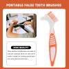 Healifty Double-Ended Toothbrush Cleaning Tools with Multi-Layer Bristles for Denture and Oral Care 6.49 Inch Portable Travel Brush for False Teeth Maintenance view 4