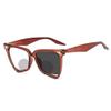 bullabulling Hollow Cat Eye Bifocal Reading Glasses, Photochromic Gray Sunglasses, 0.00/+2.50 Magnification for Women (brown, 2.25) view 1