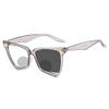 bullabulling Hollow Cat Eye Bifocal Reading Glasses, Photochromic Gray Sunglasses, 0.00/+2.50 Magnification for Women (silver, 2.5) view 1