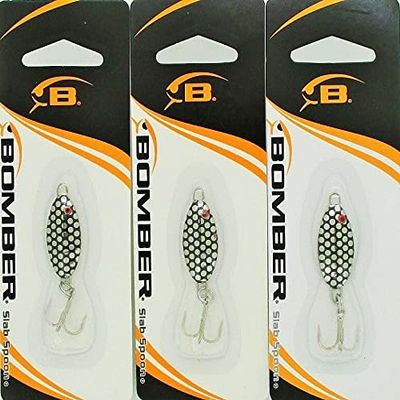 (3) Bomber Slab Spoons 1/4 Oz. Chrm/Blk Scale B8591 in Pack