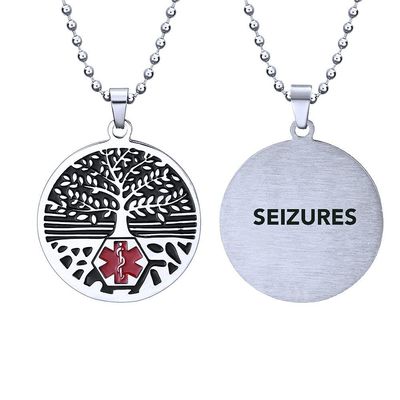 RENYILIN Stainless steel tree of life medical alert ID emergency first aid necklace (SEIZURES)
