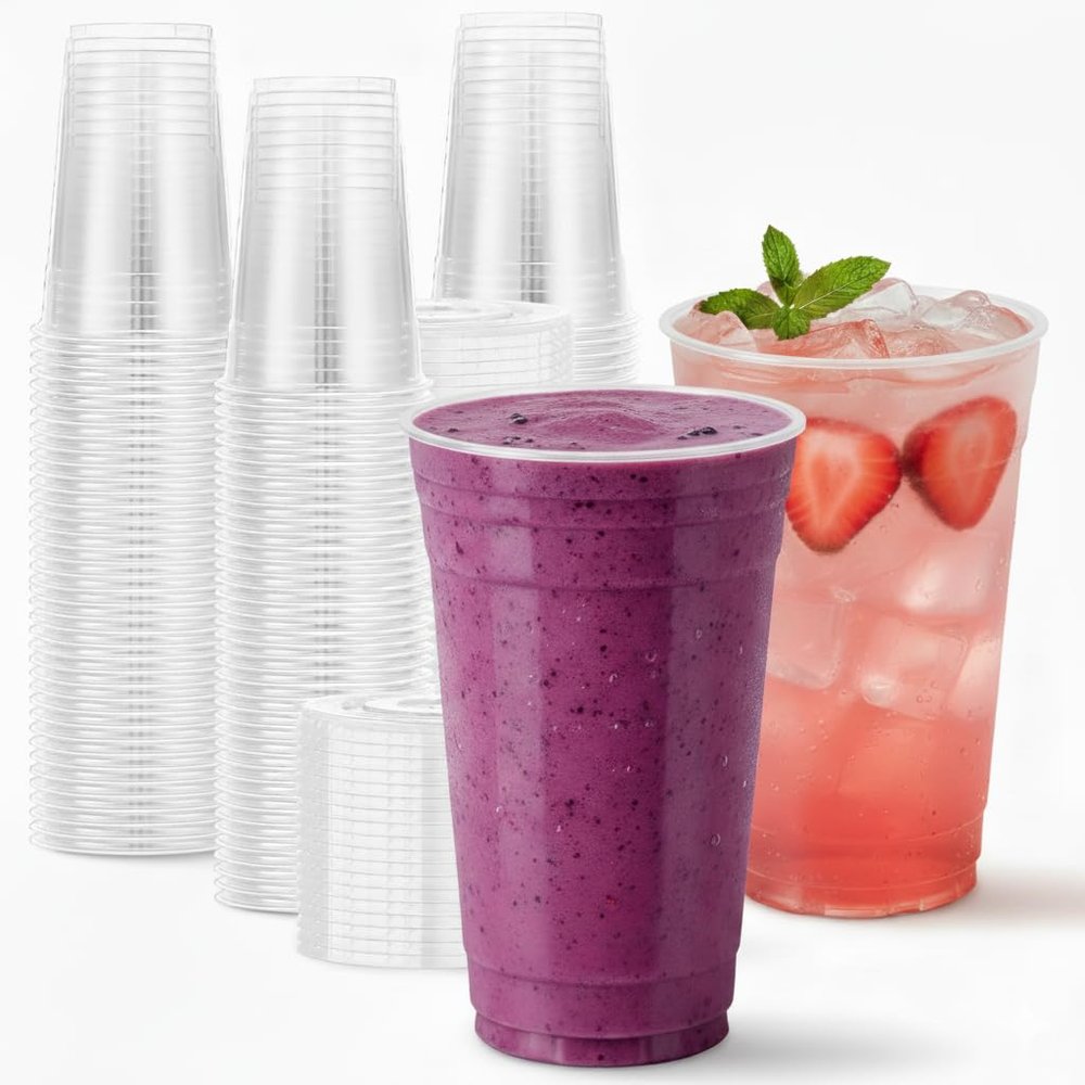 DHG PROFESSIONAL 24oz Crystal Clear PET Plastic Cups, Disposable Cold Cups (Case of 600) (24oz)