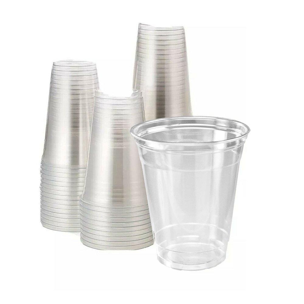 DHG PROFESSIONAL 16oz Crystal Clear PET Plastic Cups, Fit 98mm Lid, Disposable Cold Cups (Case of 1000) (16oz)