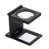 10X Mini Three-Folding Magnifier Portable Zinc Alloy Magnifying Glass 28mm Pocket Standing Optical Lens Square Magnifying Loupe with Scale for Reading Jewelry Crafts Textile view 1
