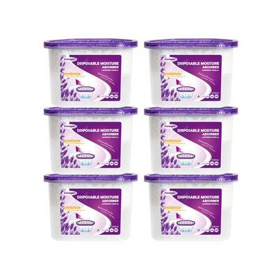 CANAGER Lavender Vanilla Moisture Absorber Box,Odor Eliminator and Dehumidifier Boxes for Closet,Bedroom,Kitchen,Bathroom-6 Packs,Cups - Traps Moisture for Fresher, Cleaner Air Purple