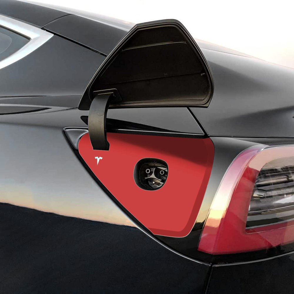 for 2020-2023 Tesla Model 3 / Model Y Charging Port Wrap Overlay (Gloss Red)