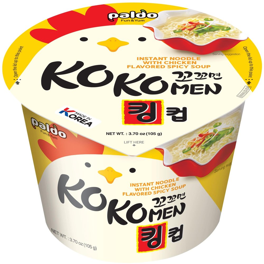 Paldo Kokomen King Instant Noodles with Spicy Chicken 3.7oz (Pack of 3)