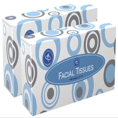 HAO Facial Tissues (Home and Business) 100 Count Box Standard 2-ply Tissue Paper (2 PACK) 200 Tissues Total! (DFT-200CT)