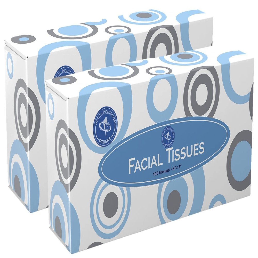 HAO Facial Tissues (Home and Business) 100 Count Box Standard 2-ply Tissue Paper (2 PACK) 200 Tissues Total! (DFT-200CT)
