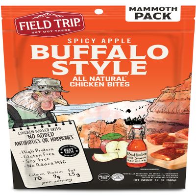 Field Trip Chicken Jerky Bites, All Natural and Gluten Free, Keto and Paleo-Friendly Healthy Snack, Low Calorie, High Protein Snacks with No Nitrates, 12oz Bag, Spicy Buffalo Style