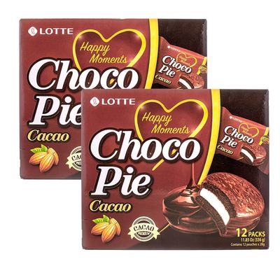 Lotte Cacao Choco Pie (2 Pack, Total of 23.7oz)