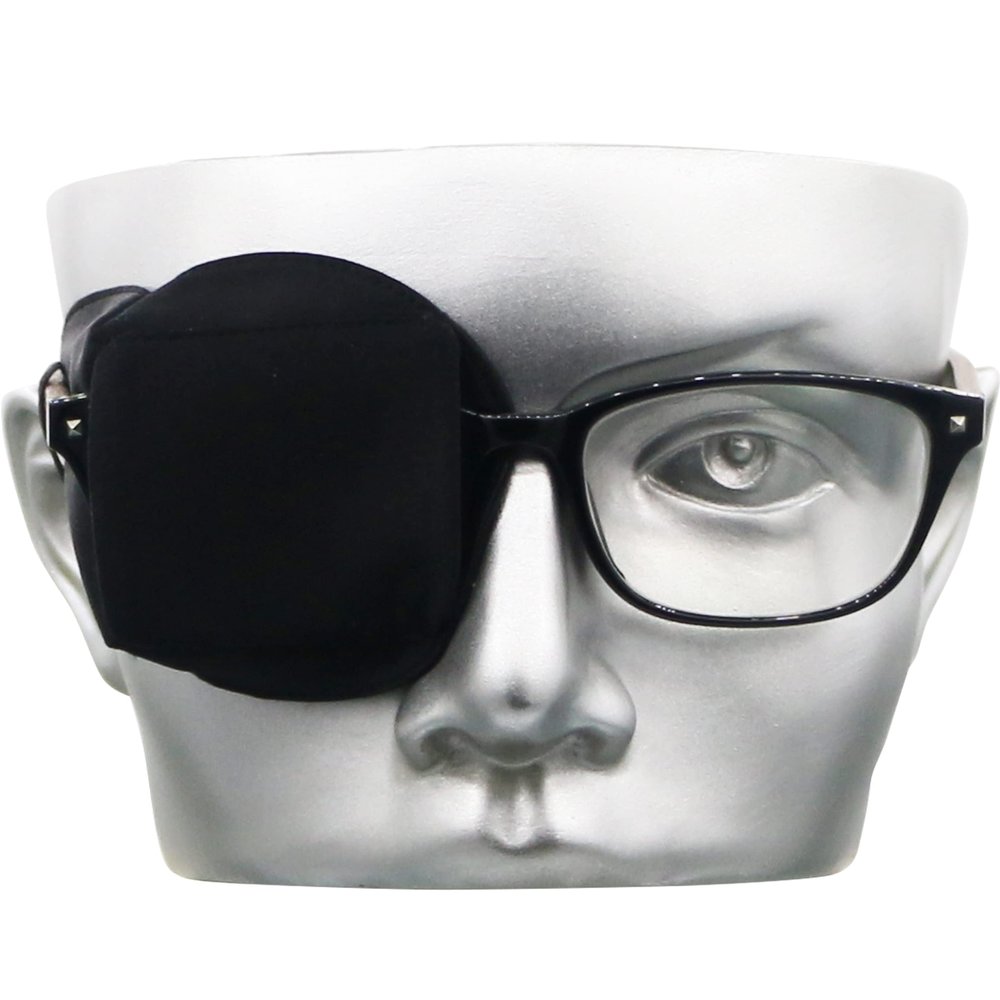 Astropic 3D Silk Eye Patch for Adults Kids | Medical Eyepatch for Glasses (Balck, Right Eye)