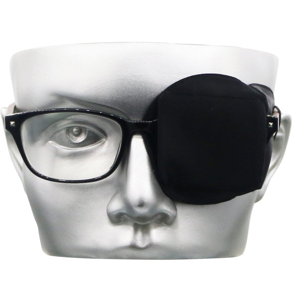 Astropic 3D Silk Eye Patch for Adults Kids | Medical Eyepatch for Glasses (Balck, Left Eye)