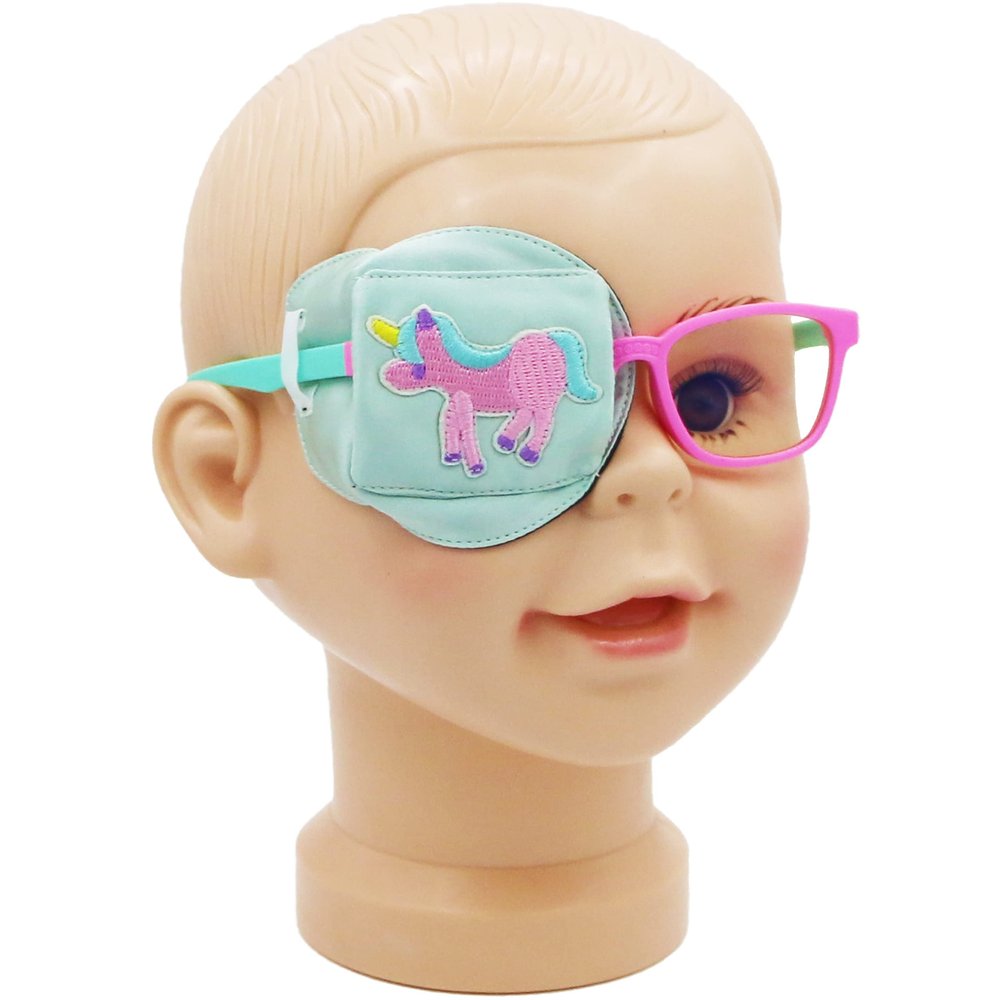 Astropic 3D Silk Eye Patch for Kids | Girls Eye Patch for Glasses | Medical Eyepatch for Children with Lazy Eye (Pink Unicorn, Right Eye)