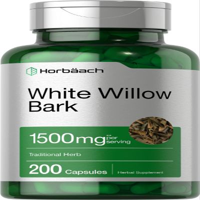 Horbach White Willow Bark Capsules | 200 Pills | Max Strength | Non-GMO, Gluten Free Herb Extract
