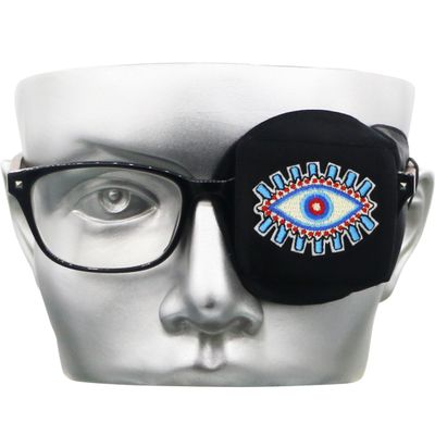 Astropic 3D Silk Eye Patch for Adults Kids | Medical Eyepatch for Glasses (Balck - Wisdom Eye, Left Eye)
