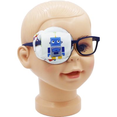 Astropic 3D Cotton & Silk Eye Patch for Kids | Boys Eye Patch for Glasses | Medical Eyepatch for Children with Lazy Eye (Blue Robot, Right Eye)