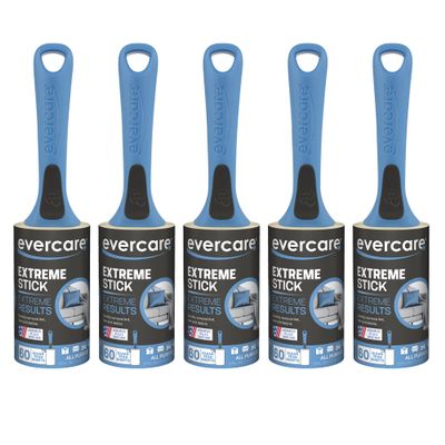 Evercare All Purpose Lint Brush, Value Pack - 5 Rollers (300 Sheets Total), Blue