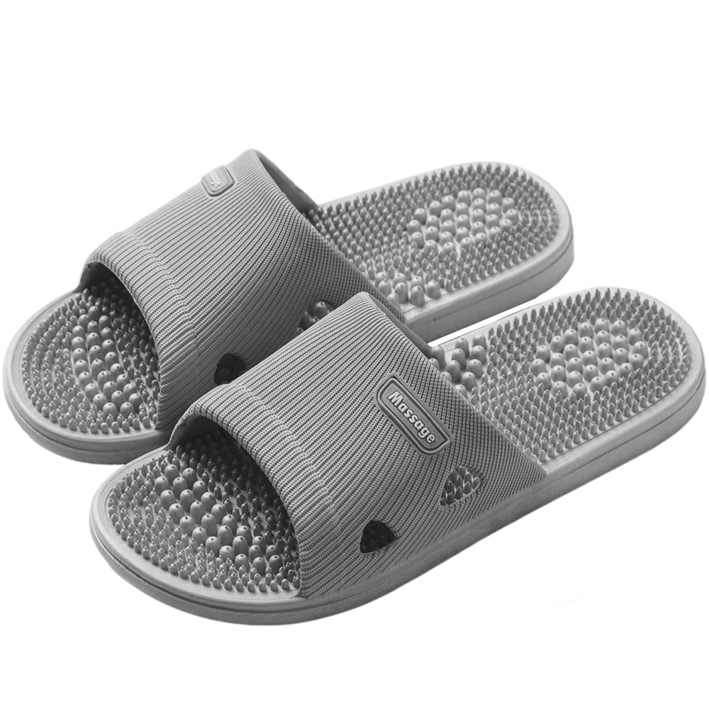 Acupressure Massage Slippers for Plantar Fasciitis for Women Acupuncture Slippers Arthritis Neuropathy Pain Relief Non-Slip Massage Sandals Women Stress Relief Gifts for Bath (US Men 8.5-9.5, Grey)