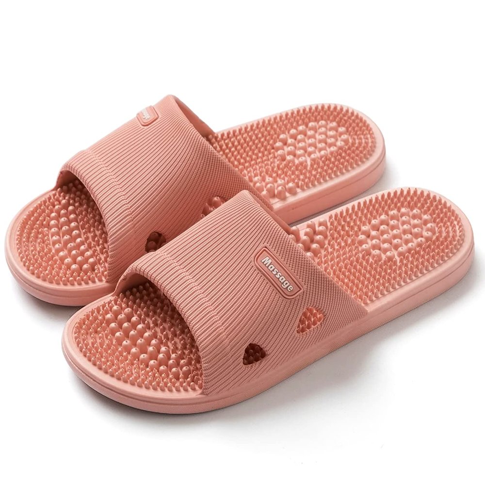 Acupressure Massage Slippers for Plantar Fasciitis for Women Acupuncture Slippers Arthritis Neuropathy Pain Relief Non-Slip Massage Sandals Womens Stress Relief Gifts for Bath (US Women 5.5-6, Pink)