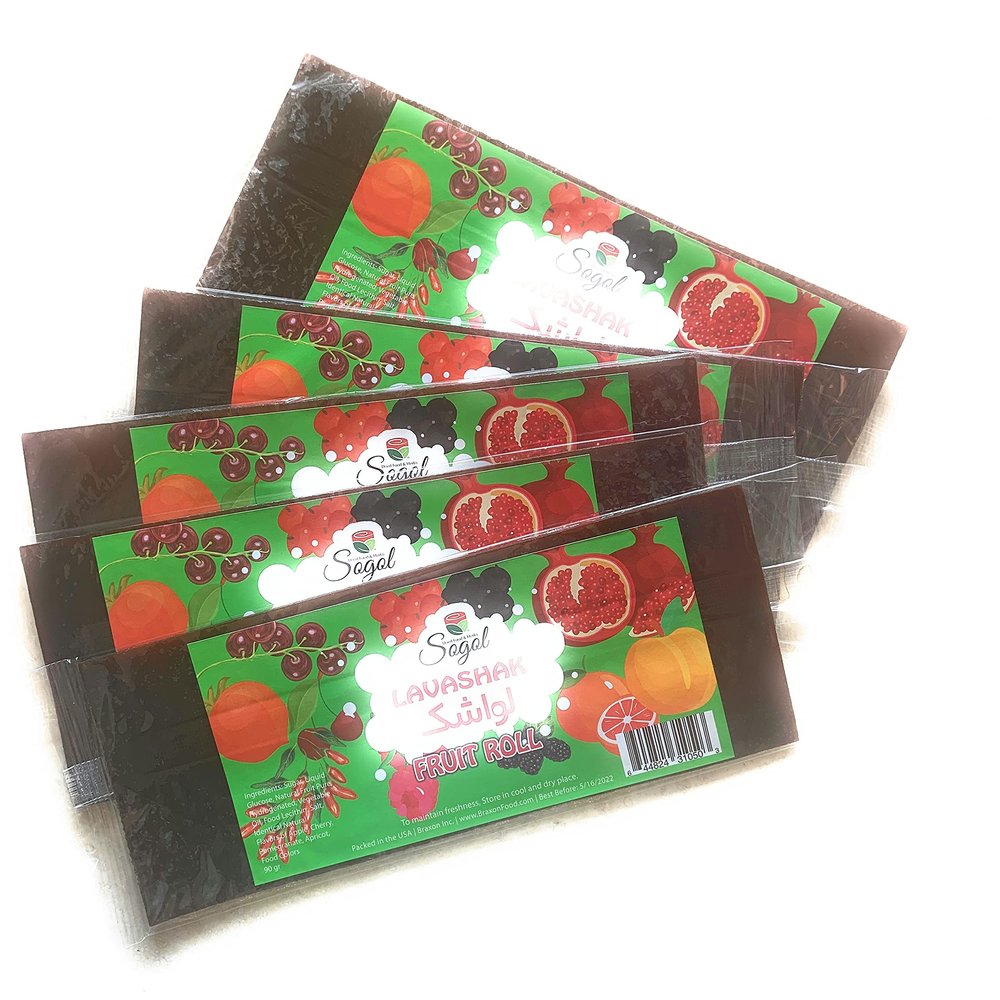 Lavashak 5 counts. Fruit rolls.Lavashak Snack Roll, Fruit Roll Snack, 5 counts. , Real Fruit Snack Rolls - Gluten Free, Vegan, and Non-GMO
