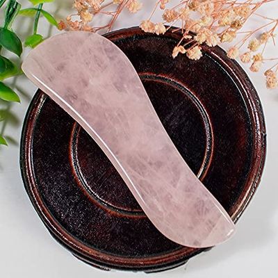 1PC Rose Quartz Gua Sha Board Natural Pink Jade Stone Body Facial Eye Scraping S Shape guasha Massage Tool - (Color: 1pc)