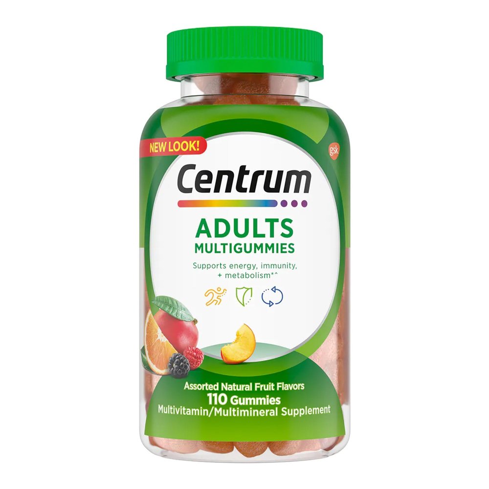 Centrum MultiGummies Gummy Multivitamin for Adults, Multivitamin/Multimineral Supplement with Vitamins D, B and E, Assorted Fruit Flavor - 110 Count