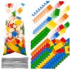 Chrisfall 100 Pcs Building Block Cellophane Treat Bags, Birthday Party Supplies Candy Goodie Bags with 100 Silver Twist Ties for Summer Themed Party Favors(Clear Background) view 1